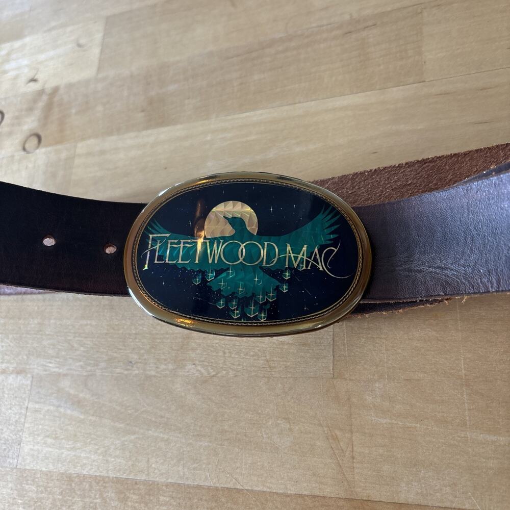 Vintage 1977 Fleetwood Mac Holographic Prism Pacifica Vintage Belt Buckle & belt